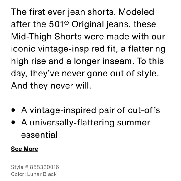 Levi’s 501 Mid-Thigh Shorts - Picture 4 of 4
